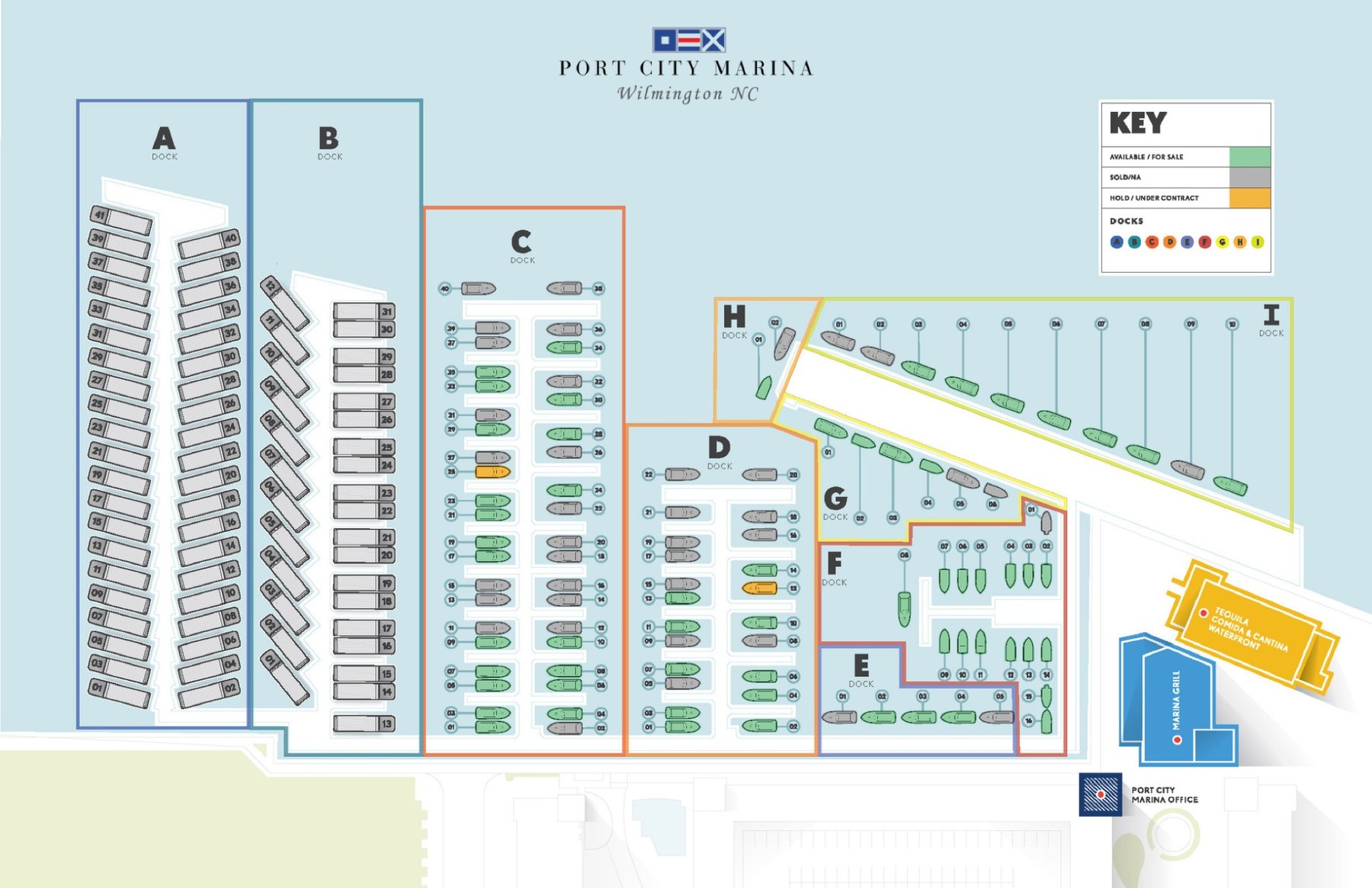 Port City Marina interactive wet slip map preview